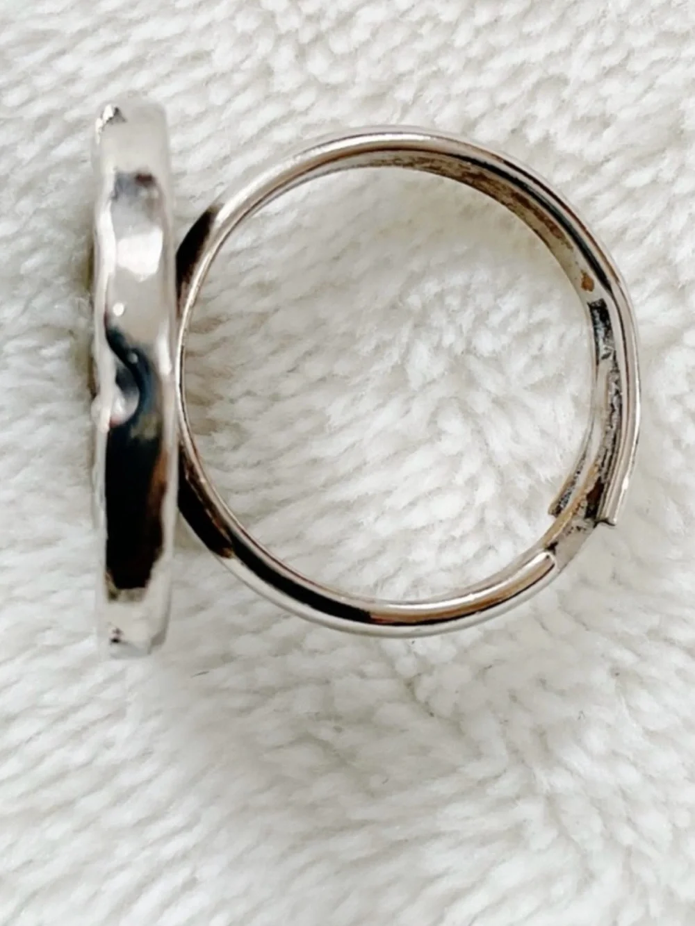 Vintage Silver Tone Abstract Swirl Statement Ring Adjustable Boho